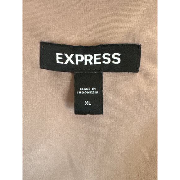 Express Floral Print Faux Wrap Front Peplum Top Mauve Pink Blouse Womens XL - Picture 6 of 7